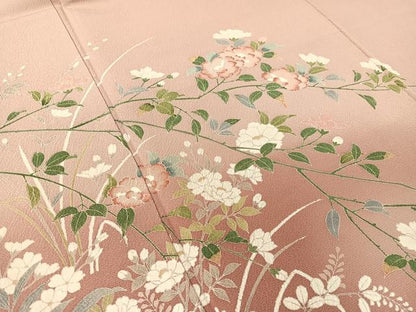 平和屋着物●訪問着　友禅　枝花文　暈し染め　正絹　逸品　CABA4688vp