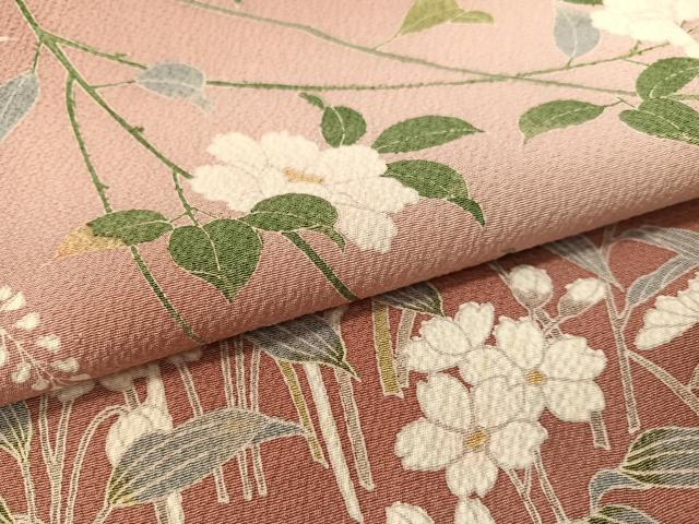 平和屋着物●訪問着　友禅　枝花文　暈し染め　正絹　逸品　CABA4688vp