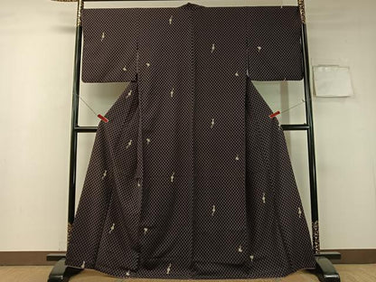 平和屋着物●世界的ファッションデザイナー　山本寛斎　kansaiブランド　小紋　猫　市松文様　洗える着物　CABA4690vp