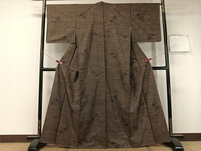 平和屋着物●本場大島紬 7マルキ 流水舞葉文 正絹 逸品 未使用 CABA4698vp