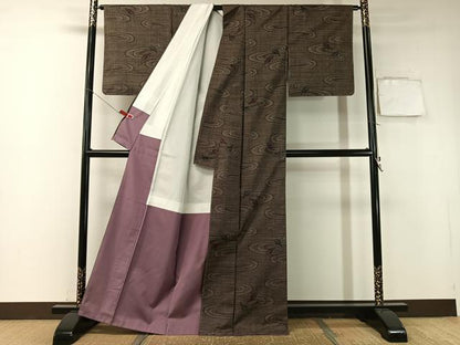 平和屋着物●本場大島紬 7マルキ 流水舞葉文 正絹 逸品 未使用 CABA4698vp