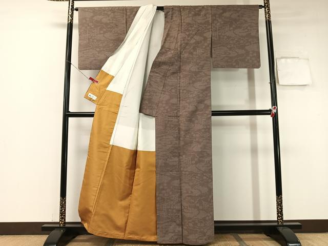 平和屋着物●結城紬 80亀甲 雲重ね文 やまと誂製 正絹 逸品 CABA4712vp