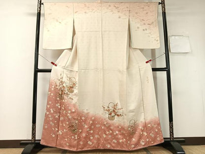 平和屋着物●歌舞伎俳優　六代目　中村児太郎　訪問着　刺繍　吹寄せ花篭文　暈し染め　金彩　正絹　逸品　CABA4715vp