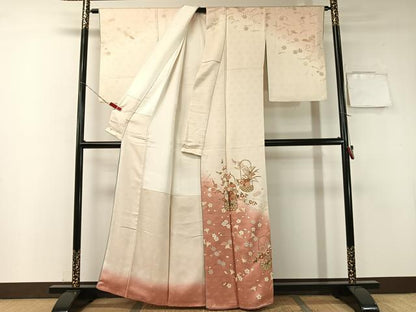 平和屋着物●歌舞伎俳優　六代目　中村児太郎　訪問着　刺繍　吹寄せ花篭文　暈し染め　金彩　正絹　逸品　CABA4715vp