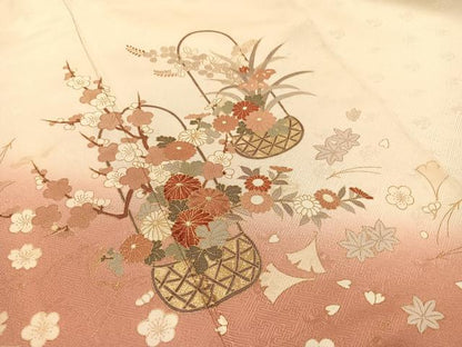 平和屋着物●歌舞伎俳優　六代目　中村児太郎　訪問着　刺繍　吹寄せ花篭文　暈し染め　金彩　正絹　逸品　CABA4715vp