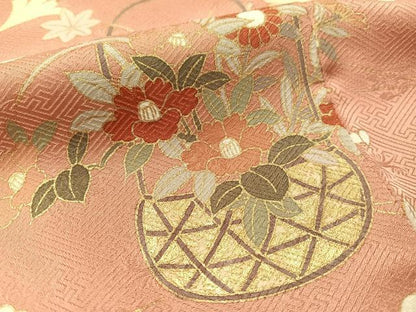 平和屋着物●歌舞伎俳優　六代目　中村児太郎　訪問着　刺繍　吹寄せ花篭文　暈し染め　金彩　正絹　逸品　CABA4715vp
