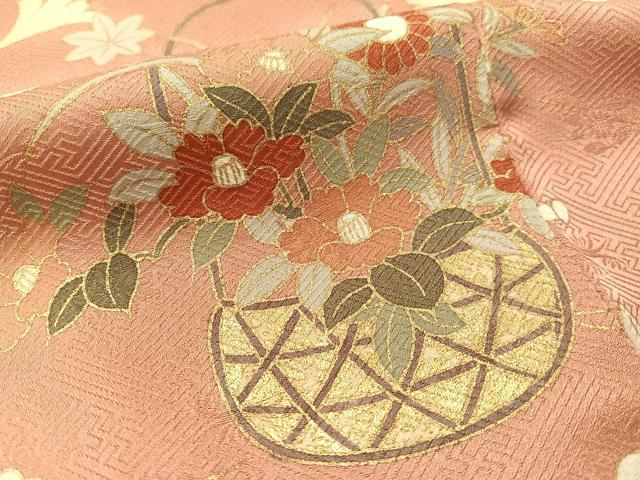 平和屋着物●歌舞伎俳優　六代目　中村児太郎　訪問着　刺繍　吹寄せ花篭文　暈し染め　金彩　正絹　逸品　CABA4715vp