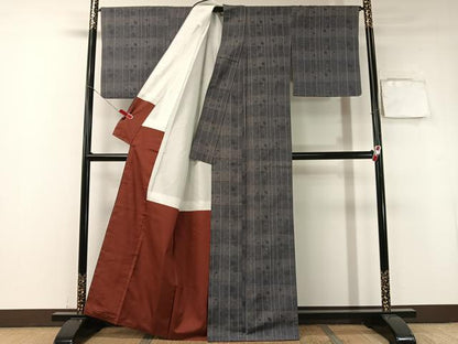 平和屋着物●上質な紬　草花間道　正絹　逸品　CABA4722vp