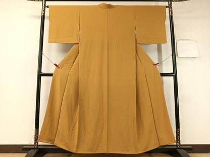 平和屋着物●上質な色無地 山吹茶色 正絹 逸品 CABA4730vp