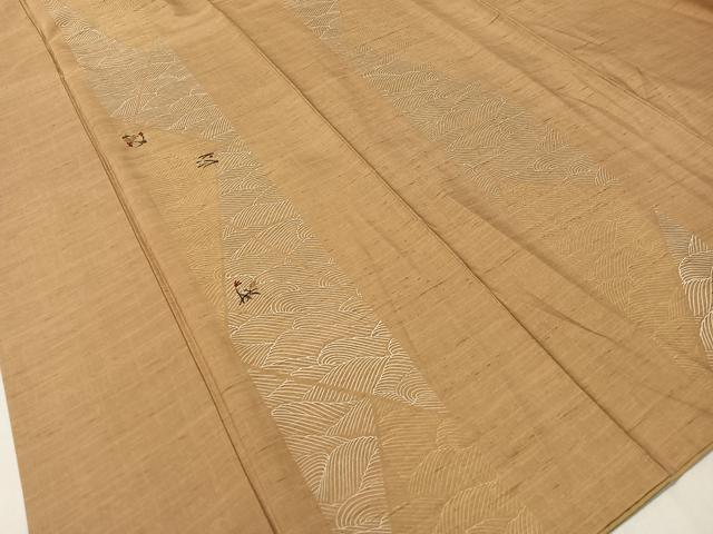 平和屋着物●訪問着　白山紬　刺繍　立波葡萄蔦の葉間道　金糸　正絹　逸品　CABA4737vp