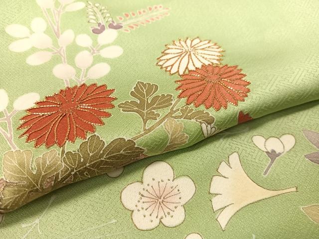 花菱文　金彩　正絹　逸品 平和屋着物○訪問着 駒刺繍 吹寄せ花篭文 金彩 正絹 逸品 CABA4741vp