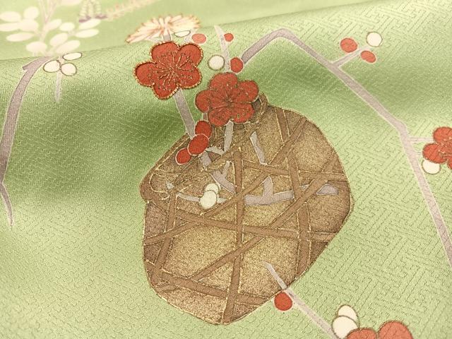 平和屋着物●訪問着　駒刺繍　吹寄せ花篭文　金彩　正絹　逸品　CABA4741vp