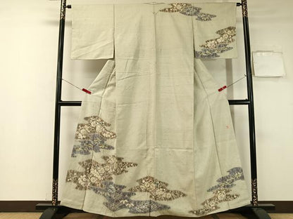 平和屋着物●十日町　名門　滝泰謹製　訪問着　紬地　絞り　辻が花　高島屋扱い　正絹　逸品　CABA4748vp