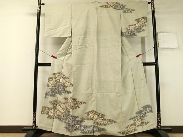 平和屋着物●十日町　名門　滝泰謹製　訪問着　紬地　絞り　辻が花　高島屋扱い　正絹　逸品　CABA4748vp