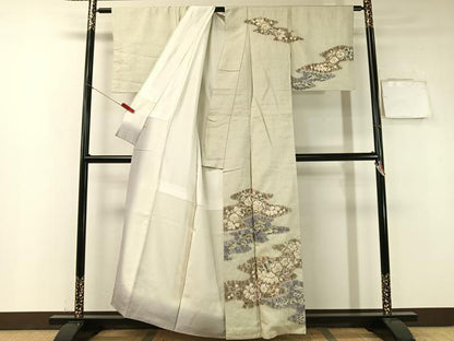 平和屋着物●十日町　名門　滝泰謹製　訪問着　紬地　絞り　辻が花　高島屋扱い　正絹　逸品　CABA4748vp