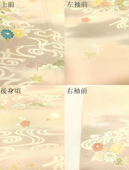 平和屋着物●創業460年・千總　訪問着　駒刺繍　流水松竹梅花文　暈し染め　金彩　正絹　逸品　CABA4751vp