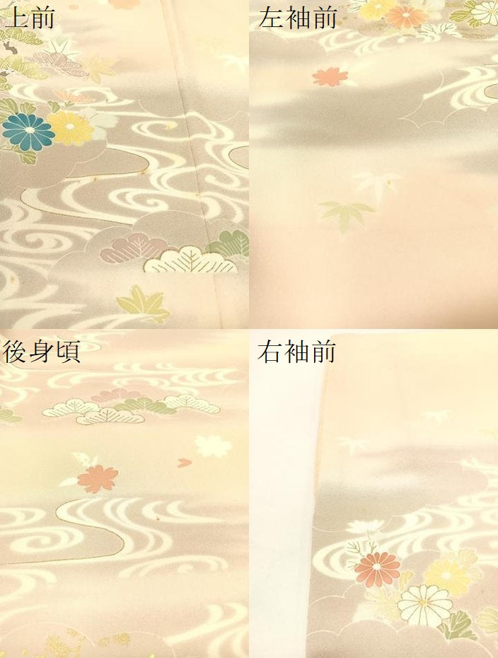 平和屋着物●創業460年・千總　訪問着　駒刺繍　流水松竹梅花文　暈し染め　金彩　正絹　逸品　CABA4751vp