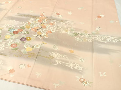 平和屋着物●創業460年・千總　訪問着　駒刺繍　流水松竹梅花文　暈し染め　金彩　正絹　逸品　CABA4751vp