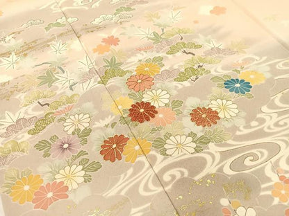 平和屋着物●創業460年・千總　訪問着　駒刺繍　流水松竹梅花文　暈し染め　金彩　正絹　逸品　CABA4751vp