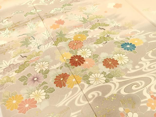 平和屋着物●創業460年・千總　訪問着　駒刺繍　流水松竹梅花文　暈し染め　金彩　正絹　逸品　CABA4751vp