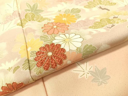 平和屋着物●創業460年・千總　訪問着　駒刺繍　流水松竹梅花文　暈し染め　金彩　正絹　逸品　CABA4751vp