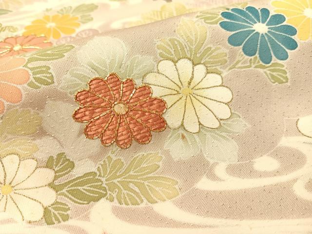 平和屋着物●創業460年・千總　訪問着　駒刺繍　流水松竹梅花文　暈し染め　金彩　正絹　逸品　CABA4751vp