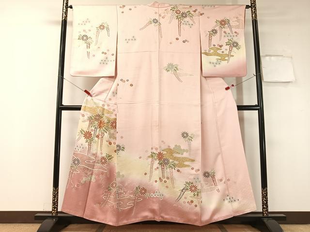 平和屋着物●訪問着　駒刺繍　霞藤花文　暈し染め　金彩　正絹　逸品　CABA4753vp