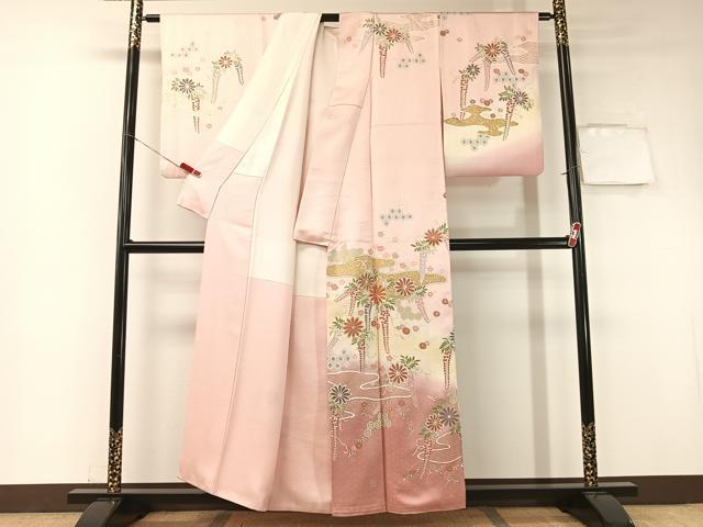 平和屋着物●訪問着　駒刺繍　霞藤花文　暈し染め　金彩　正絹　逸品　CABA4753vp