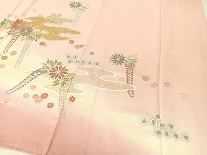 平和屋着物●訪問着　駒刺繍　霞藤花文　暈し染め　金彩　正絹　逸品　CABA4753vp