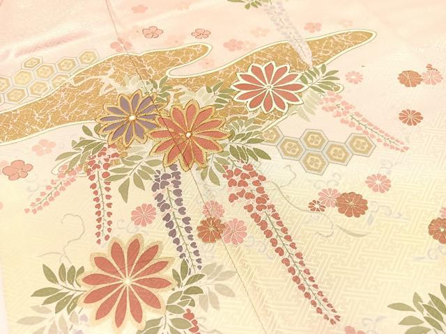 平和屋着物●訪問着　駒刺繍　霞藤花文　暈し染め　金彩　正絹　逸品　CABA4753vp