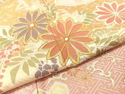 平和屋着物●訪問着　駒刺繍　霞藤花文　暈し染め　金彩　正絹　逸品　CABA4753vp