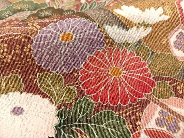 平和屋着物○豪華振袖 檜扇熨斗花文 暈し染め 金彩 正絹