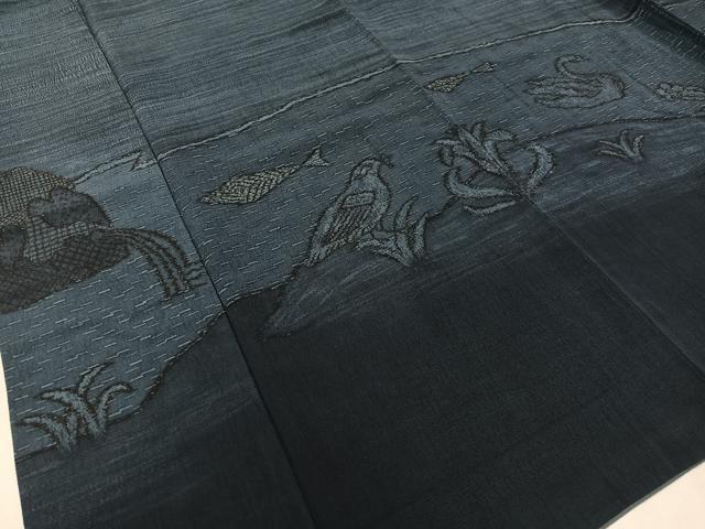 平和屋着物●訪問着　お召地　魚　鳥　正絹　逸品　CABA4767vp 平和屋着物○訪問着 お召地 魚 鳥 正絹 逸品 CABA4767vp