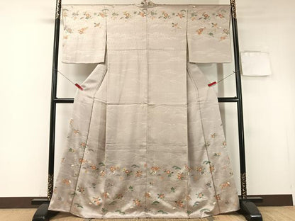 平和屋着物●訪問着　駒刺繍　立波花松文　金彩　正絹　逸品　CABA4770vp