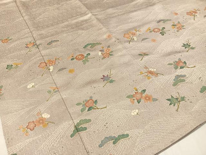 平和屋着物●訪問着　駒刺繍　立波花松文　金彩　正絹　逸品　CABA4770vp