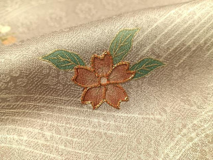 平和屋着物●訪問着　駒刺繍　立波花松文　金彩　正絹　逸品　CABA4770vp
