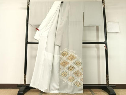 平和屋着物●豪華色留袖　作家物　駒刺繍　更紗花鳥菱文　金彩　正絹　逸品　CABA4773vp