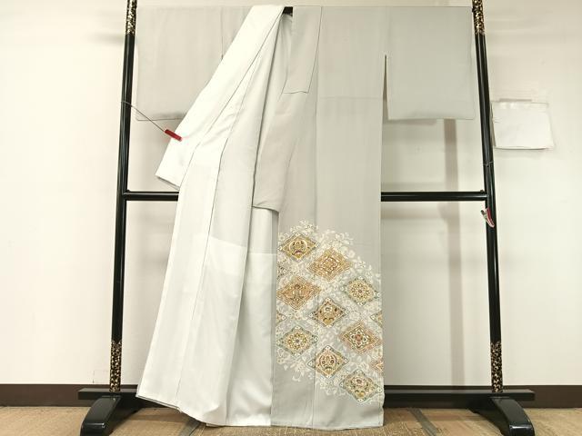 平和屋着物●豪華色留袖　作家物　駒刺繍　更紗花鳥菱文　金彩　正絹　逸品　CABA4773vp