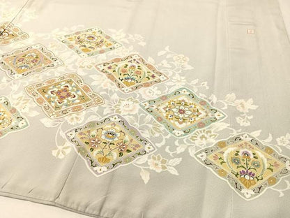 平和屋着物●豪華色留袖　作家物　駒刺繍　更紗花鳥菱文　金彩　正絹　逸品　CABA4773vp