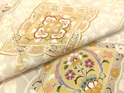 平和屋着物●豪華色留袖　作家物　駒刺繍　更紗花鳥菱文　金彩　正絹　逸品　CABA4773vp