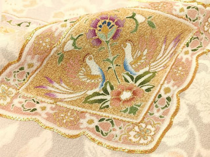 平和屋着物●豪華色留袖　作家物　駒刺繍　更紗花鳥菱文　金彩　正絹　逸品　CABA4773vp