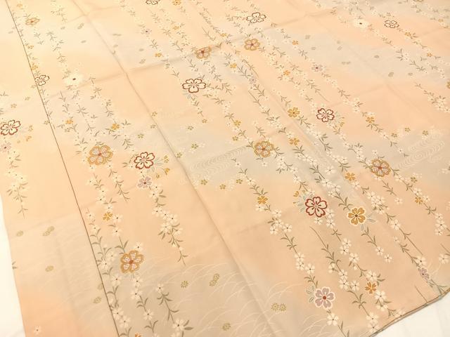 平和屋着物●長襦袢　無双仕立て　流水枝垂れ桜　暈し染め　金彩　鈴乃屋扱い　正絹　逸品　未使用　CABA4782vp