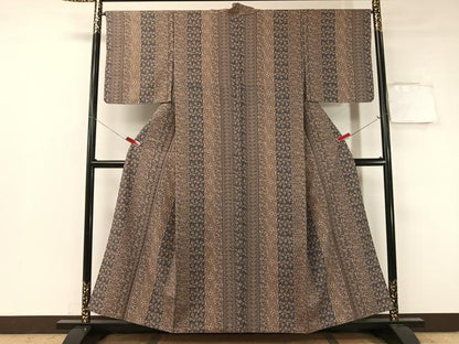 平和屋着物●上質な小紋　紬地　吉祥花間道　正絹　逸品　CABA4793vp