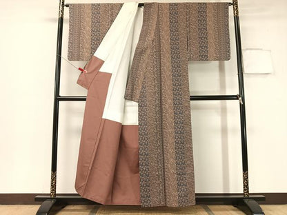 平和屋着物●上質な小紋　紬地　吉祥花間道　正絹　逸品　CABA4793vp