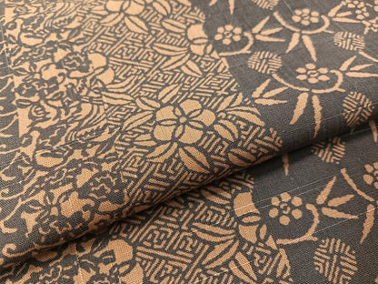 平和屋着物●上質な小紋　紬地　吉祥花間道　正絹　逸品　CABA4793vp