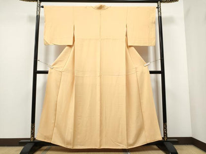 平和屋着物●上質な色無地 萱草色 正絹 逸品 CABA4810hy