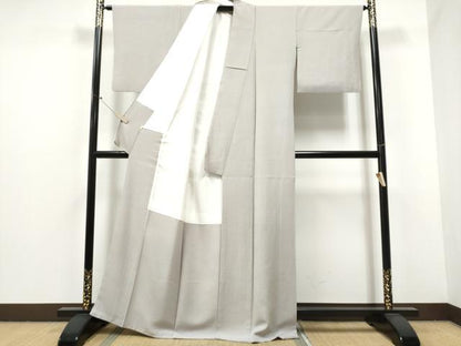 平和屋着物●上質な色無地　桜鼠色　正絹　逸品　CABA4811hy
