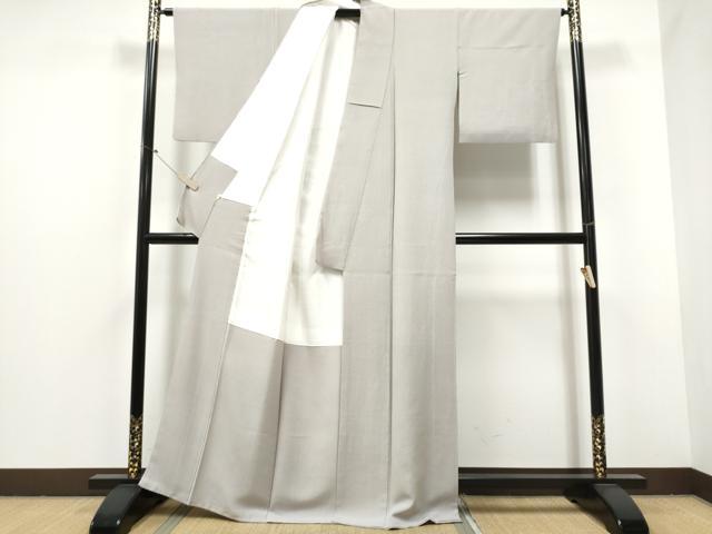 平和屋着物●上質な色無地　桜鼠色　正絹　逸品　CABA4811hy
