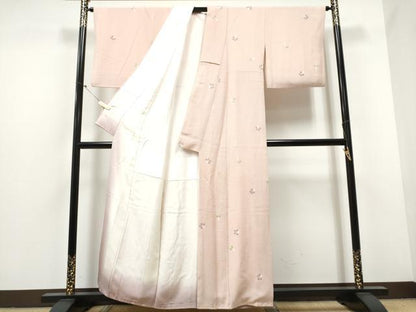 平和屋着物●上質な小紋 絞り 舞花文 鬼しぼ縮緬 正絹 逸品 CABA4814hy