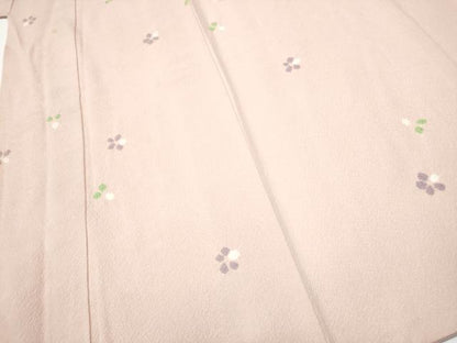 平和屋着物●上質な小紋 絞り 舞花文 鬼しぼ縮緬 正絹 逸品 CABA4814hy